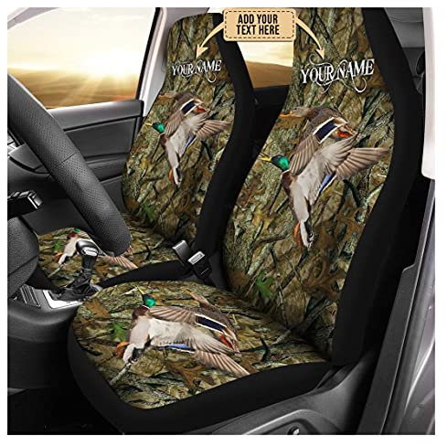 Auto-Sitzbezüge Set Personalisierte Lustige Tierenten-Jagd-Camouflage 3D Auto-Schonbezüge Schmutzabweisend Autositzbezüge Atmungsaktiv Innenraum Sitzschoner Für Damen Herren