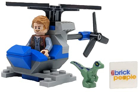 LEGO Jurassic World: Owen with Helicopter and Baby Raptor Blue