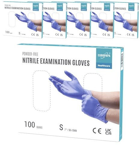 EUROPAPA® 500x Einweghandschuhe Nitrilhandschuhe puderfrei Untersuchungshandschuhe EN455 EN374 latexfrei Einmalhandschuhe Handschuhe in Gr. S, M, L & XL verfügbar (Lila, S)