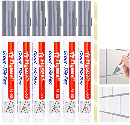 6 bolígrafos de lechada para azulejos, color gris claro, para reparación de pared, para azulejos, lechada, pared, piso, baños y cocina, restauración de juntas de lechada