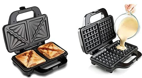 Global Gourmet by Sensiohome Sandwich Toaster/Toastie Maker Deep Fill Non-Stick 4 Slice & Square Waffle Maker Iron Machine 1000W I Electric I Non-Stick Coating