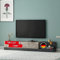 TV-Schrank, Fernsehtisch,TV Lowboard,TV Tisch,Sideboard,Majör hängend oder stehend, Schwarz Beige mit Beton Optik, Holz, mit Türen viel Stauraum, für Wohnzimmer,180 x 30 x 37 cm, 9024