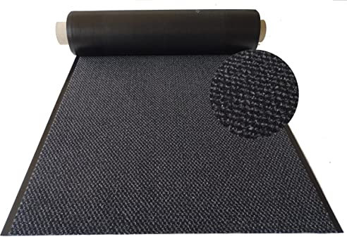 MERTEX Schmutzfangläufer Meterware 90 cm schwarz meliert - ohne Rand an den Schnittkanten (90 x 500 cm, Dark)