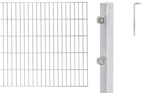 Alberts 653606 Doppelstabmattenzaun als 6 tlg. Zaun-Komplettset | verschiedene Längen und Höhen | feuerverzinkt | Höhe 200 cm | Länge 4 m