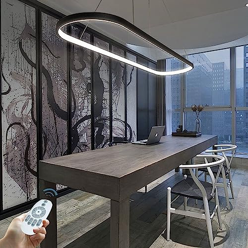 AIAO Hängelampe Moderne Pendelleuchte Esstisch LED Oval Pendellampe Mit Fernbedienung 54W Dimmbares Beleuchtung Restaurant Hängeleuchte Höhenverstellbar Für Wohnzimmer Küche Esszimmer lampen 120cm