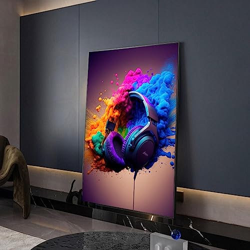 KEBIA Coloré Gamer Contrôleur Gaming Singe Pop Art Toile Affiches et Impressions Cool Gaming Wall Art Peinture E-sports Room Decor 50x70cm Sans Cadre