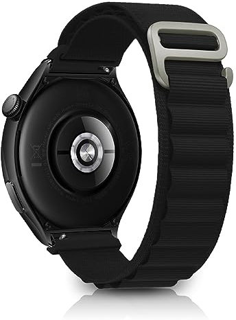 KeeFos 22MM Alpine Loop Armband für Huawei Watch GT 5 46mm/Huawei Watch GT 5 Pro 46mm/Huawei Watch GT 4 46mm, Nylon Titan G-Haken Ersatzarmband Armbänder für Huawei Watch 4/Watch 4 Pro - Schwarz