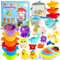Lubibi Juego de Juguetes de Baño para Bebe, 25 pcs Juguetes Bañera para Bebe, con una Bolsa de Almacenamiento, Juguete Educativo es Adecuado para Juguetes de Regalo para bebés a Partir de los 6 Meses