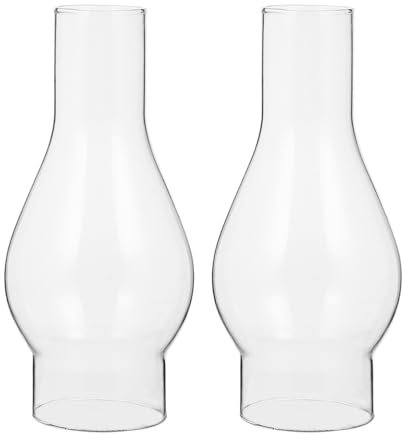Baluue 2pcs Clear Glass Kerosene Lampshade Vintage Style Replacement Chimney for Oil Lamps DIY Retro Home Decor Windproof Transparent Lamp Shades for Various Occasions