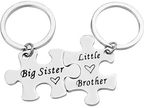 Tecreo Schwester Bruder Schlüsselanhänger Set Bruder und Schwester Geschenke für Kleiner Bruder Schwester Schlüsselanhänger Set Geburtstags geschenke Familie Geschenke für Schwester Bruder