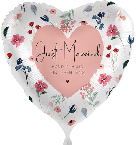 Folienballon Just Married Hand in Hand ein Leben lang Luftballon Hochzeit Geschenk Brautpaar Luftballon EU Hochzeitsdeko Ballon Flitterwochen Honeymoon