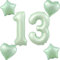 Olive Grün Luftballons Zahl 13+4 pcs herz/stern Folienballon Zahl 13 .Geburtstag mädchen,40 Riesenzahl Ballons 13.geburtstagsdeko Jungen,Zahlenballon 13, Helium Ballons 13 Zahlen Luftballons