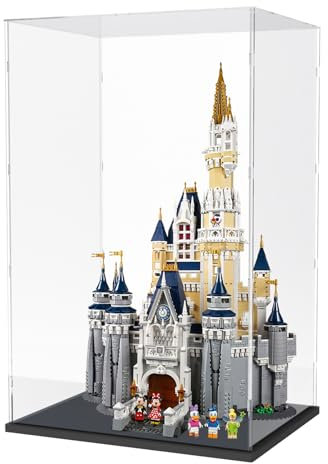 Nynelly 79 cm Tall Acrylic Display Case for Lego Disney Castle 71040 for Lego Display Case for Models Figures Dolls Assemble Dustproof Thickened Clear Display Box Display Cabinet(Black)