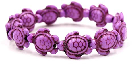 OwKay Bracelets d'huiles essentielles pour femmes, Bracelet en pierre turquoise tortue, Bracelet élastique réglable 19CM