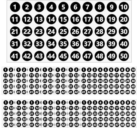 VIDSTW 15 Stücke 1-50 Zahlen Aufkleber, Wasserdicht Aufkleber Zahlen, Klebezahlen Wetterfest, Multifunktion Zahlenaufkleber, for Home Office School Classroom Kalender Storage Organizing