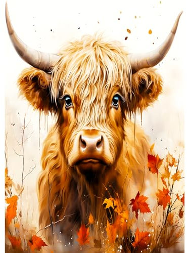 AIRDEA 5D Hochland Yaks Diamond Painting, Diamant Painting Erwachsene Set, Full Drill Bilder Diamant Malerei Poster Kreuzstich Kits 30x40cm