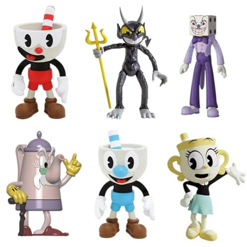 6 PCs Cuphead Figur Spielzeug Anime Spiel Figur Spielzeug Set Hot Game Statue Model PVC Doll Ornament für das