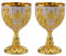 Lot de 2 coupes vintage dorées antiques - Verre à vin - Verre à vin médiéval sur métal - Pour cuisine, maison, bar, fête, mariage - Blanc doré