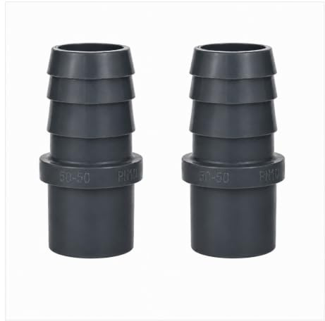 HAF 2X PVC Druckschlauchtülle mit 50mm x 50mm | Schlauchtülle x Klebestutzen | Schlauchverbinder aus grauem PVC-U | PN16 für Poolfitting, Pool, Schwimmbad, Poolverrohrung, Druckleitung