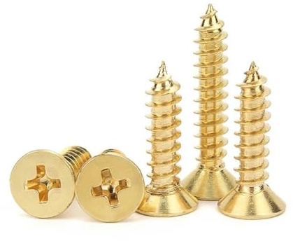 Cilky Metallschrauben 5/10/20/50 Stück goldene Senkkopf-Flachschrauben mit metrischem Gewinde, Messing, goldene Schrauben, Holzplatte, Faserplatte, Möbel(M3x25 (20Pcs))