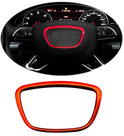HIBEYO Auto Lenkrad Abdeckung Aufkleber passt für Audi A3 A4L A4L A6L Q3 Q5 35TFSI Q7 Aluminium lenkrad Logo Ring Sport Abdeckung Lenkrad Emblem Aufkleber Dekorative Innen Abziehbilder zubehör-Rot