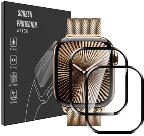 AOKUMA Apple Watch Series 10/Series X 42mm Protector de pantalla [no vidrio templado], película protectora de borde curvo 3D premium, cobertura de pantalla completa de borde a borde, antiarañazos