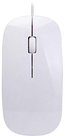 Tityvirnix Mini souris filaire ultra fine pour ordinateur de bureau, ordinateur portable, noir mat, blanc