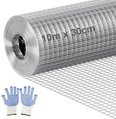 Maschendrahtzaun, Wühlmausgitter, 30cm x10m Kaninchendraht, Gitter Maschenweite 6mm, Drahtgitter Feinmaschig für Maschendraht, Hasengitter Mäusegitter Volierendraht Hühnerdraht für Hochbeet im Garten