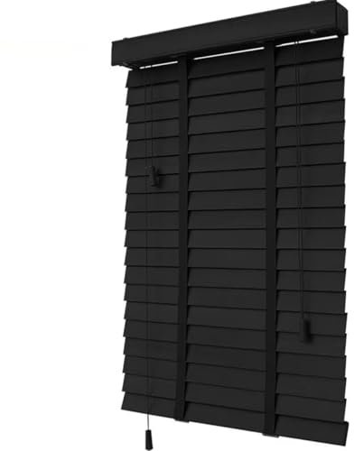 generisch Holzjalousien Jalousie Schwarz Echtholz Jalousette Für Fenster W 30 45 60 75 90 100 115 130 145 160cm Horizontale Jalousien 50 mm Lamellen Wand- und Deckenmontage(70W x 150cm H)