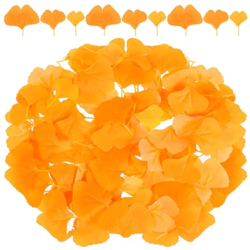 Cabilock 100 Stück Künstliche Ginkgo Blätter Simulation Blatt Dekoration Hochzeit Tischdeko DIY Basteln Party Deko Gelb 3.03 Zoll