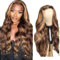 Creuost Echthaar Perücke 4x4 Transparente Spitze vorne Body Wave Lace Front Human Hair Wig Perücke Brazilian Virgin Hair No Tangle No Shedding P4/27 Highlight Blonde Brown 18 Inch