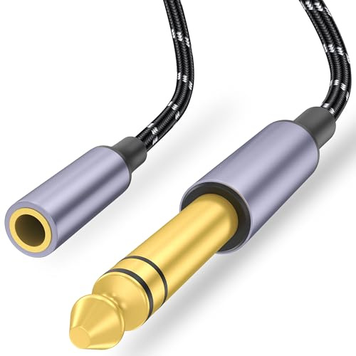 3,5-mm-auf-1/4-Kopfhörer-Adapterkabel, TRS 6,35-mm (1/4)-Stecker auf 3,5-mm (1/8)-Klinkenbuchse Stereo-Adapter für Verstärker, Gitarren, Keyboards, Pianos, Heimkinoanlagen, Mischpulte und Kopfhörer