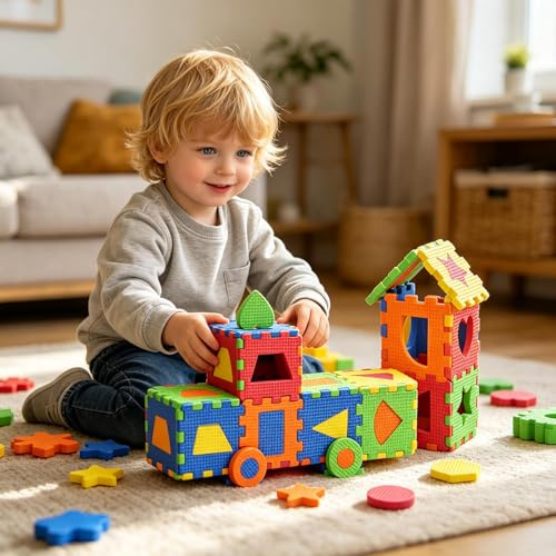 Puzzlematte für Kinder, 36 TLG Puzzle, Weiche Eva Moosgummimatte Teppiche der Zahlen 0 bis 9 und 26 Buchstaben (A-Z) für Kinder Baby CE-Zertifikat