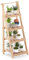 COSTWAY Blumentreppe klappbar, Leiterregal mit 4 Ablagen, Blumenregal aus Tannenholz, Pflanzleiter Pflanzenregal Blumenständer, Pflanzenständer Balkon Garten Indoor Outdoor, Natur, 52 x 38 x 109 cm