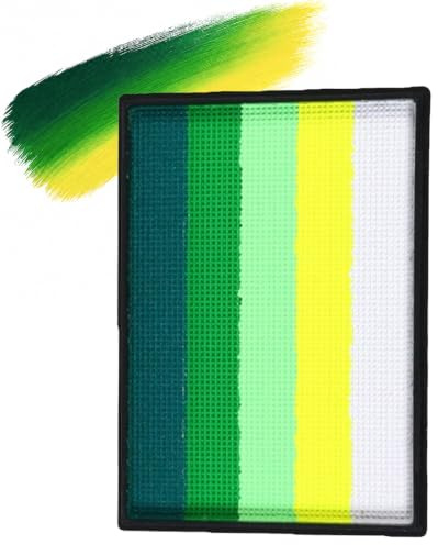 Green & Yellow Gradient Face Paint – 5-Color Body & Face Painting Palette – Water-Based, Quick-Drying Makeup for Halloween, Cosplay, Parties & Carnival(#E)