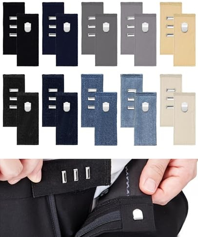 hommova 10 Pcs Trouser Waist Extender, Portable Soft Adjustable Hook Waistband Extenders for Men Women Jeans Skirts Trousers