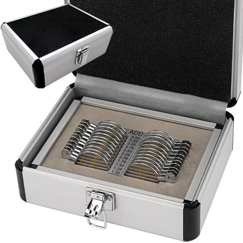 Lot de 22 lentilles d'optométrie progressive avec étui en aluminium pour outils d'optométrie professionnels