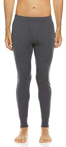 100% Merino Wool Bottoms Men's Midweight Base Layer Pants - Long Johns - Thermal Underwear - Hiking Men's Base Layer - Charcoal Gray - Medium