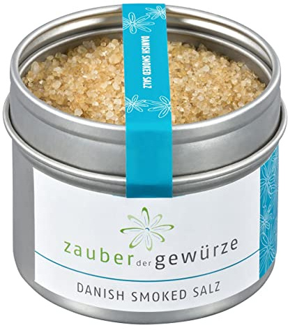 Zauber der Gewürze Danish Smoked Salt, Dänisches Rauchsalz grob, Wikinger Salz, Gourmetsalz, Premium-Qualität in wiederverschließbarer Aroma-Dose, 135 g