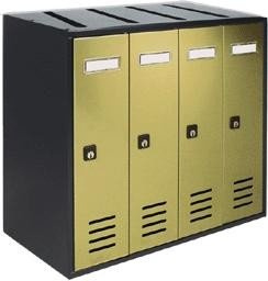 ALUBOX CUBO Cassette Postali Condominiali 4 Posti 38,5X43X25 Cm In Lamiera Zincata Cassetta Postale Condominiale Verticale Da Interno Ed Esterno Protetto (ANTRACITE E SPORTELLI BRONZO ANTICO)