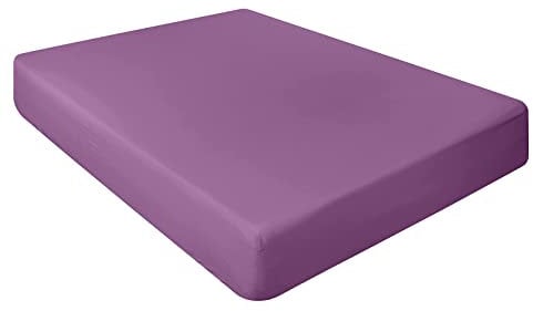 NIYS Luxury Bedding Finest 100% Egyptian Cotton 10/25 CM Fitted Sheets, (Double, Purple/Aubergine)