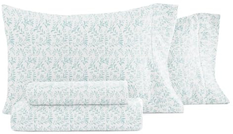 Linen Market 4 Piece King Sheet Set - Breathable, Double-Brushed Patterned Cooling Sheets – Oeko-TEX Certified Ultra Soft & Wrinkle-Free 16 Deep-Pocket King Sheets - Easy Care Burst of Vines Blue