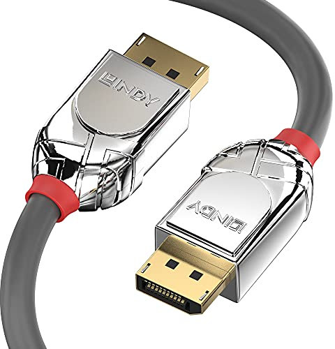 LINDY - Câble DisplayPort HDMI 1.2 Cromo Line 5 Mètre, Display Port 4k@60Hz 1.2 21.6G 3D 4k 1080p 240Hz 144Hz 120Hz 1.4 2.2 | Compatible avec TV, Monitor, Xbox, Gaming, PC, PS, Blu-ray, Soundbar