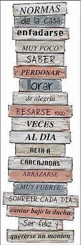 Plage Decoración Mural Adhesiva Gigante-Pancarta: Normas de la Casa, Vinilo, Multicolor, 60x3x180 cm