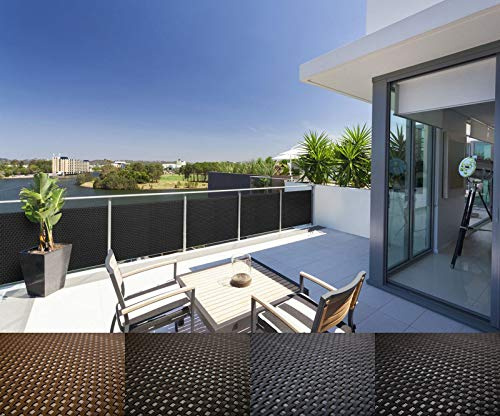 Mayaadi-Home Rattan Balkon und Terrassen-Sichtschutz inkl. Kabelbinder für eine einfache Montage (Meterware) Schwarz RD04 100cm