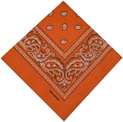 Bandana Halstuch Biker 1er 3er 6er 12er Pack Nikki Tuch Schal Paisley Kopftuch 100% Baumwolle 25 Farben (1er, Orange)