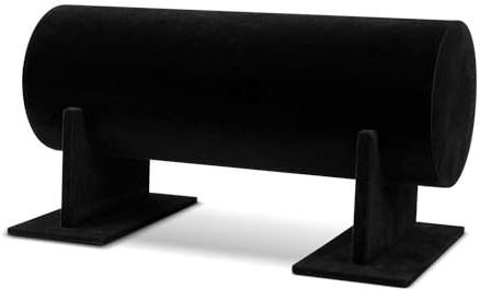 Flexzion Headband Display Stand - Soft Velvet Headband Holder Organizer Storage Rack with Detachable Base for Hair Hoop Accessories, Scrunchies, and Bracelet for Girls and Women, Black