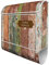banjado® Design Briefkasten personalisiert mit Buntes Holz 38,5x46,5x13cm & 2 Schlüssel - Briefkasten Stahl weiß mit Zeitungsfach pulverbeschichtet - Postkasten A4 Einwurf inkl. Montagematerial