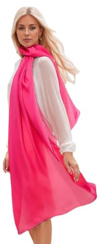 Prettystern 200cm X 70cm satin crêpe bicolore 100% soie taffetas de soie tenues de soirée femmes foulard en soie rouge rose