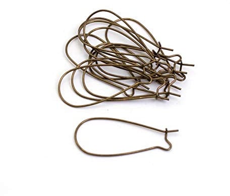 Vintageparts Kidney 20 Pieces Antique Bronze Brass Ear Hooks for DIY Jewellery Making